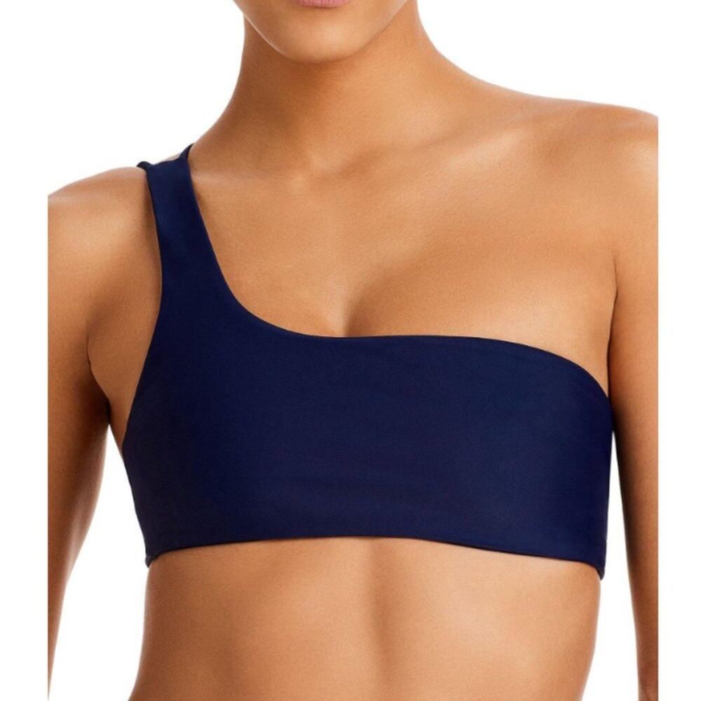 JADE swim Womens Apex One Shoulder Crop Bikini Swim Top Navy Size M